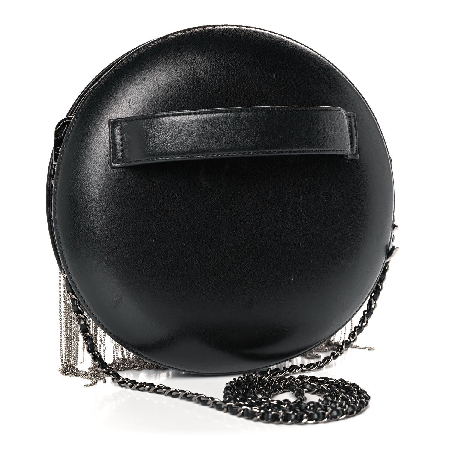 Chanel Lambskin Chain Fringe Round Clutch With Chain Black 3 of 15
