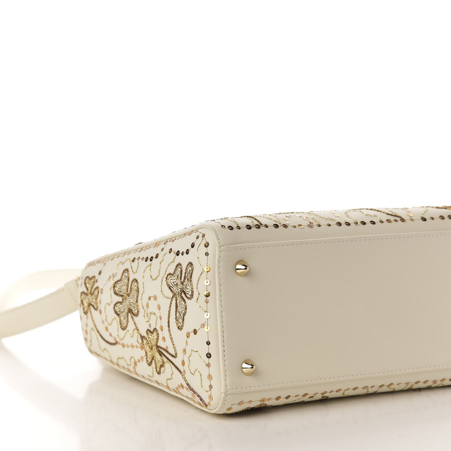 Smooth Calfskin Embroidered Medium Lady Dior White