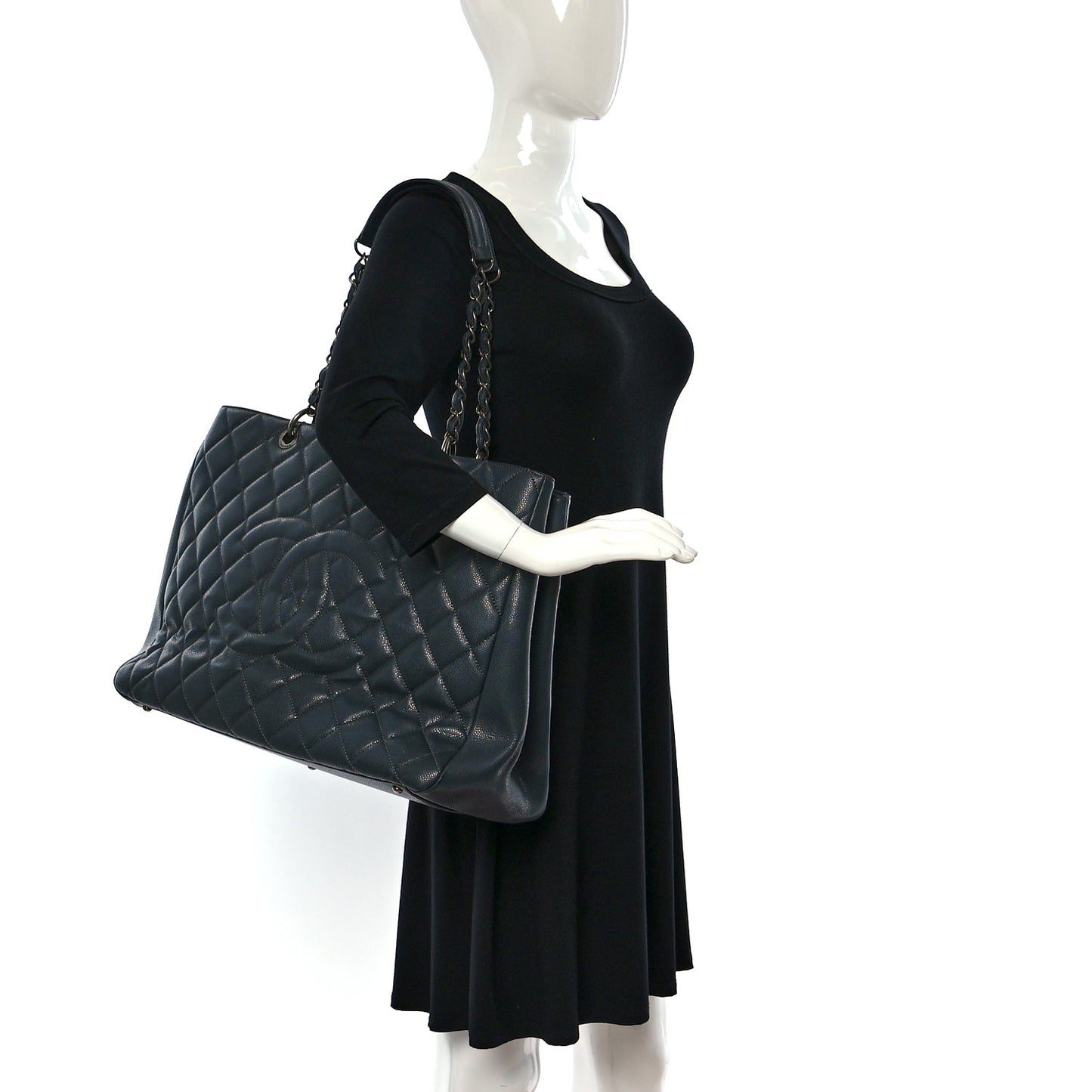 Caviar Quilted XL Grand Shopping Tote GST Blue