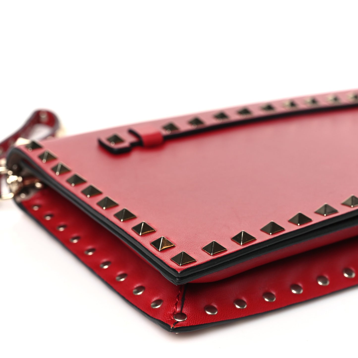 Nappa Rockstud Wristlet Clutch Rosso Valentino