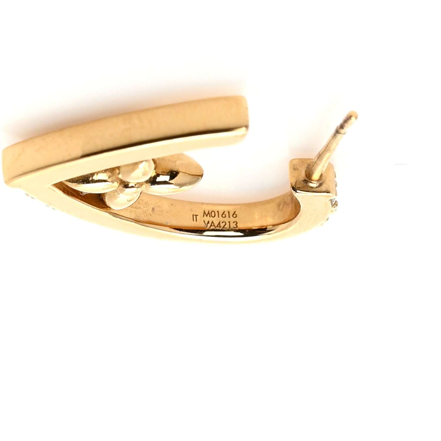 Louis Vuitton Metal Crystal My LV Love Hoop Earrings Gold 4 of 6