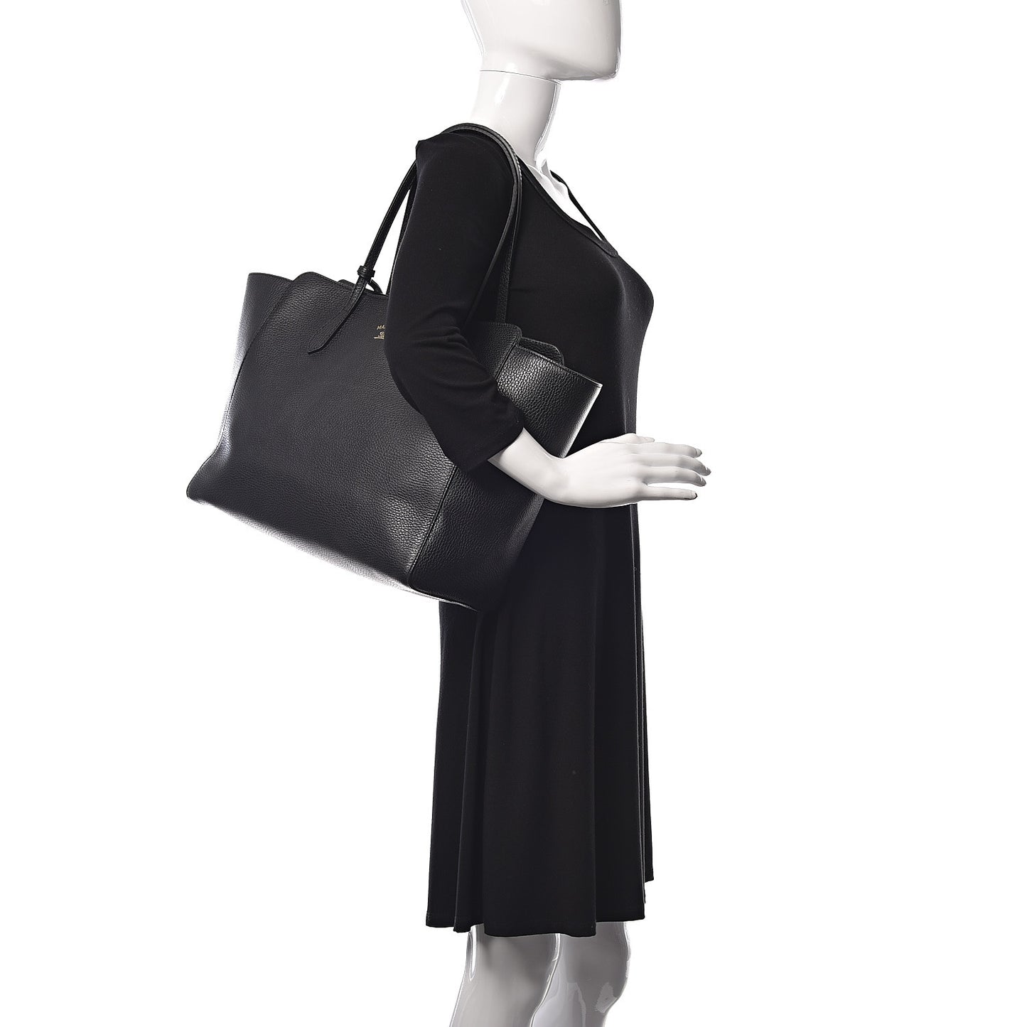 Pebbled Calfskin Medium Swing Tote Black