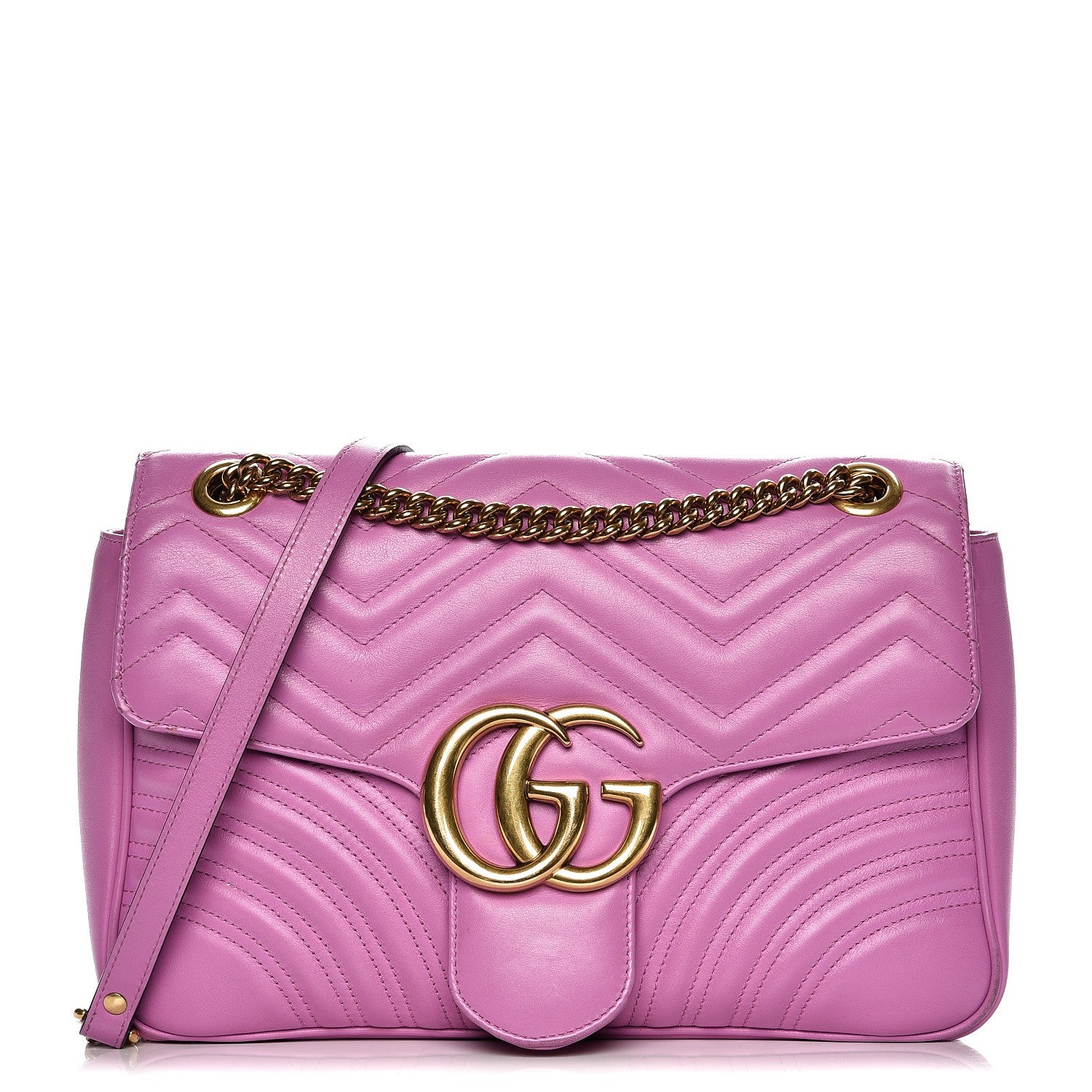Gucci Calfskin Matelasse Medium GG Marmont Shoulder Bag Candy Mousse 1 of 11