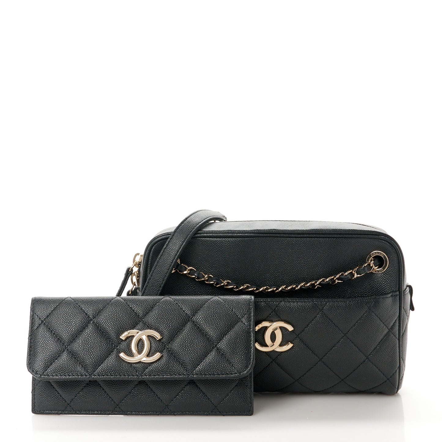 Caviar Quilted Small In & Out Camera Case Black