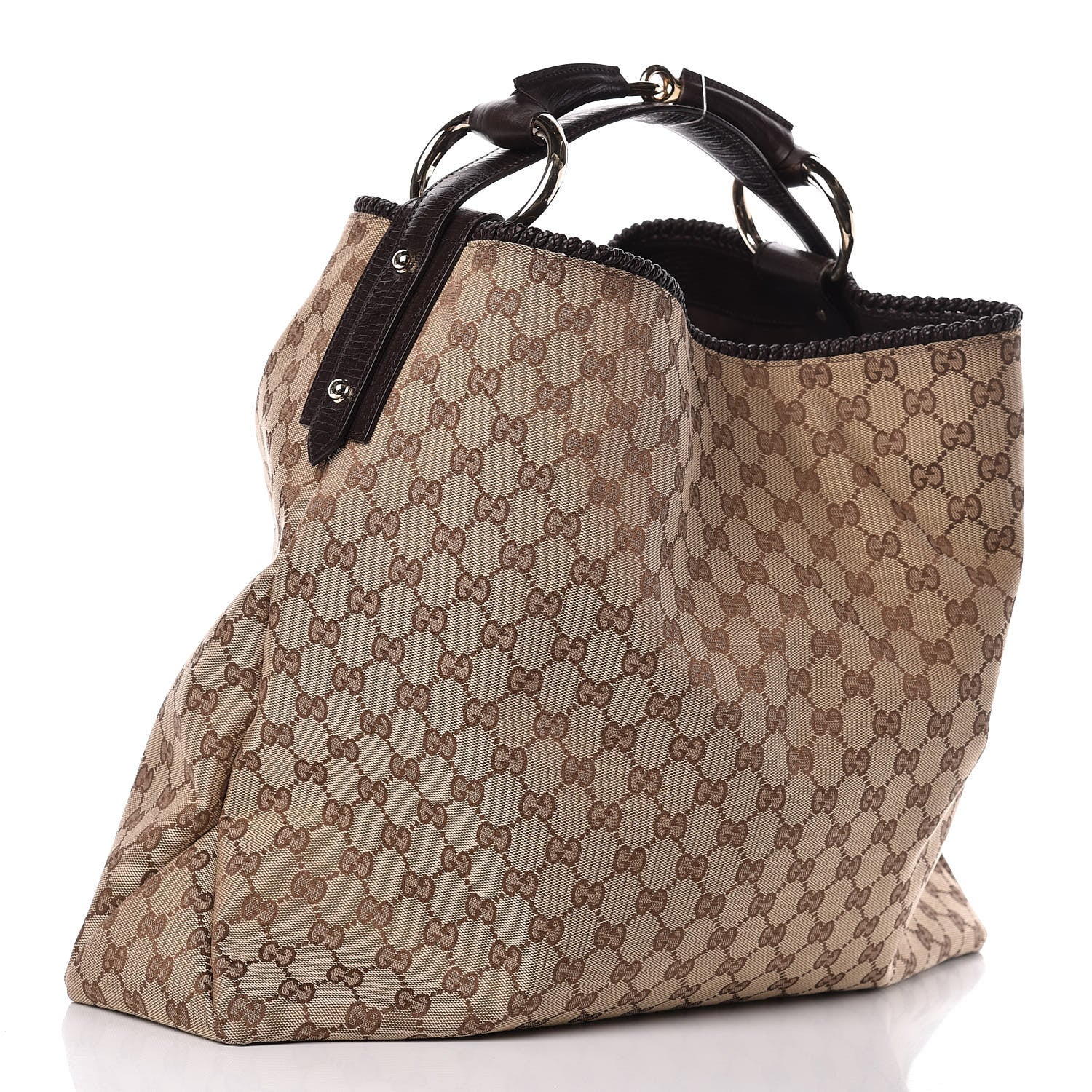 Gucci Monogram Large Horsebit Chain Hobo Dark Brown 3 of 10