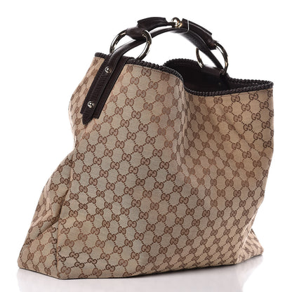 Gucci Monogram Large Horsebit Chain Hobo Dark Brown 3 of 10