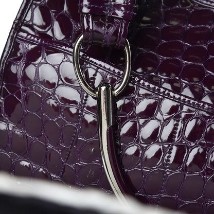 Christian Dior Patent Crocodile Embossed 61 Tote Purple 12 of 13