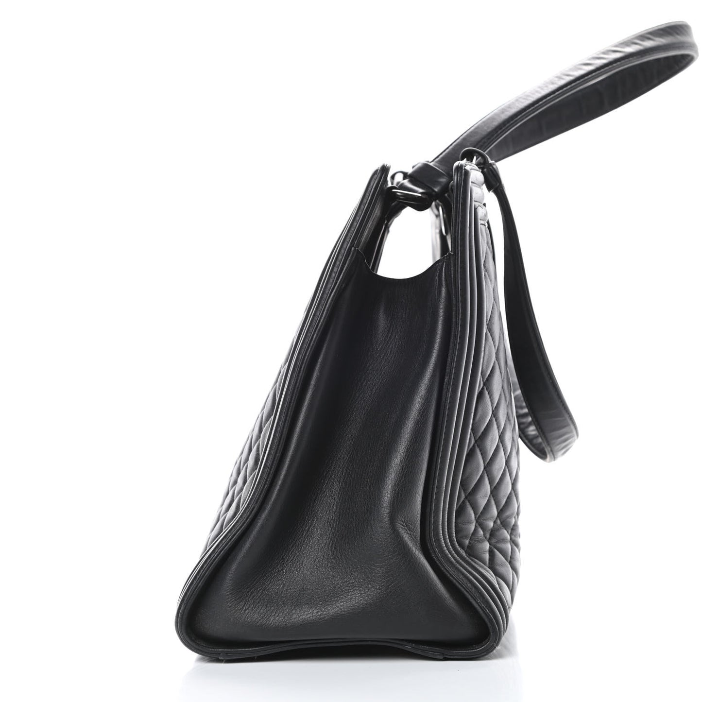Lambskin Quilted Boy Shopping Tote Black