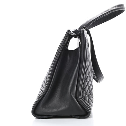 Chanel Lambskin Quilted Boy Shopping Tote Black 20 of 22