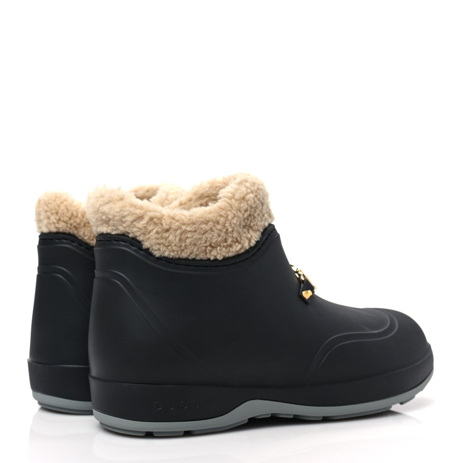 Gucci Rubber Wool Womens Crossy Ankle Boots 37 Black Butterscotch 4 of 8