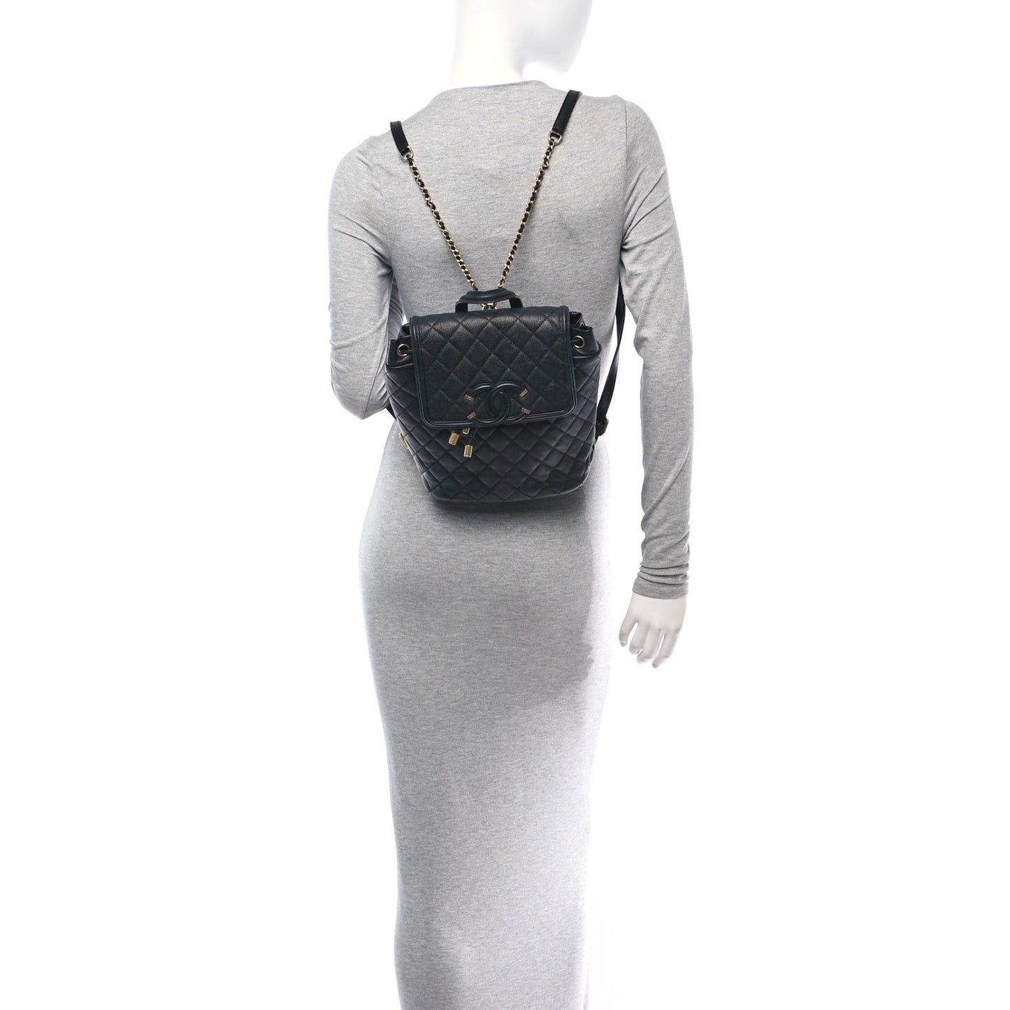 Caviar Quilted Filigree Backpack Black