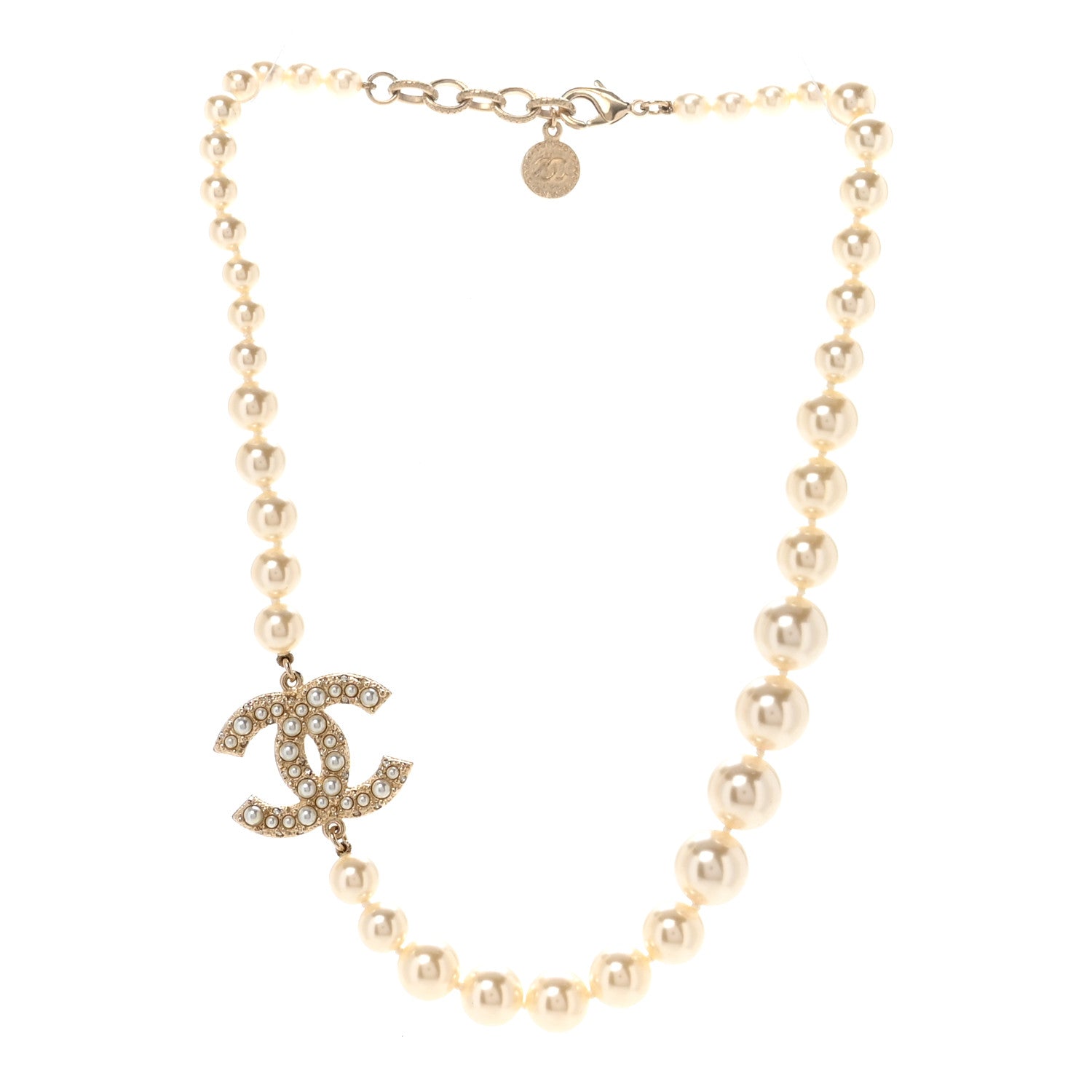 Chanel Pearl CC 100th Anniversary Necklace Light Gold 3 of 7