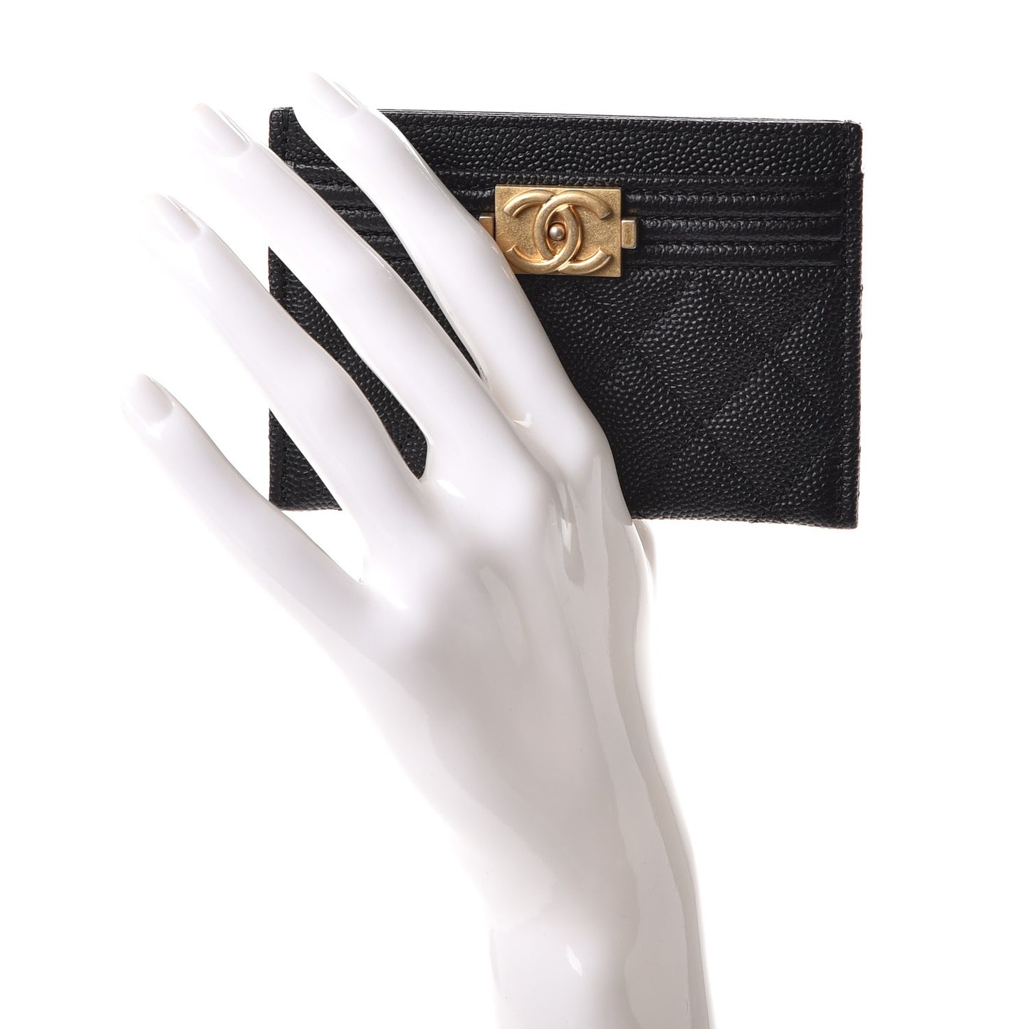 Caviar Quilted Boy Card Holder Black