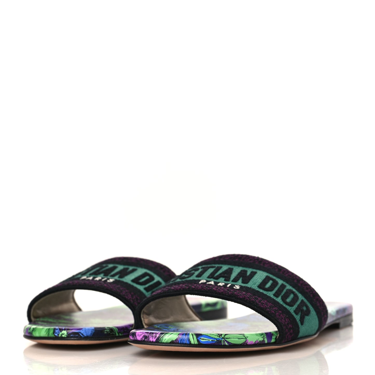 Canvas Embroidered Dway Mules Slide Sandals 38 Purple Multicolor