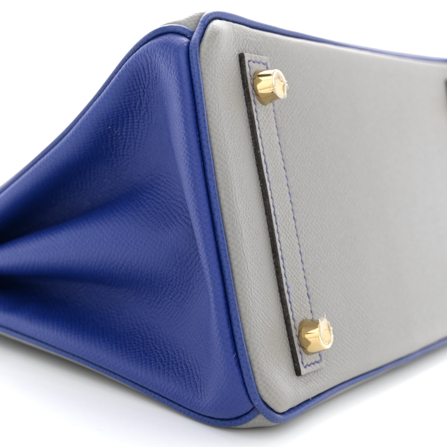 Epsom Horseshoe Birkin 25 Gris Mouette Bleu Electrique