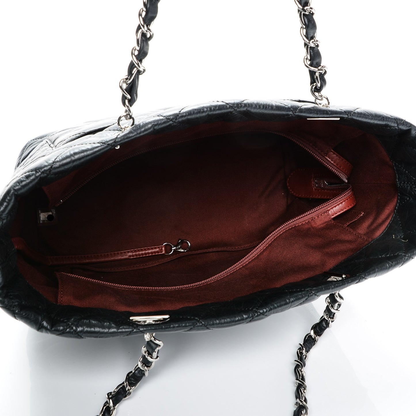 Aged Calfskin Quilted Large Cotton Club Tote Black