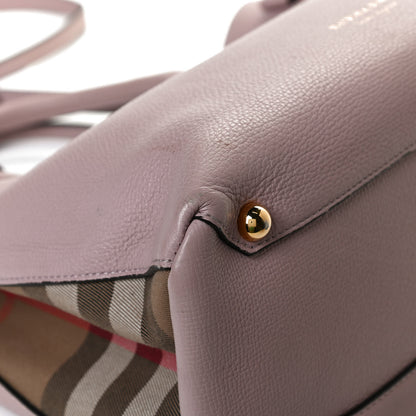 Burberry Grainy Calfskin House Check Medium Banner Tote Pale Orchid 11 of 14