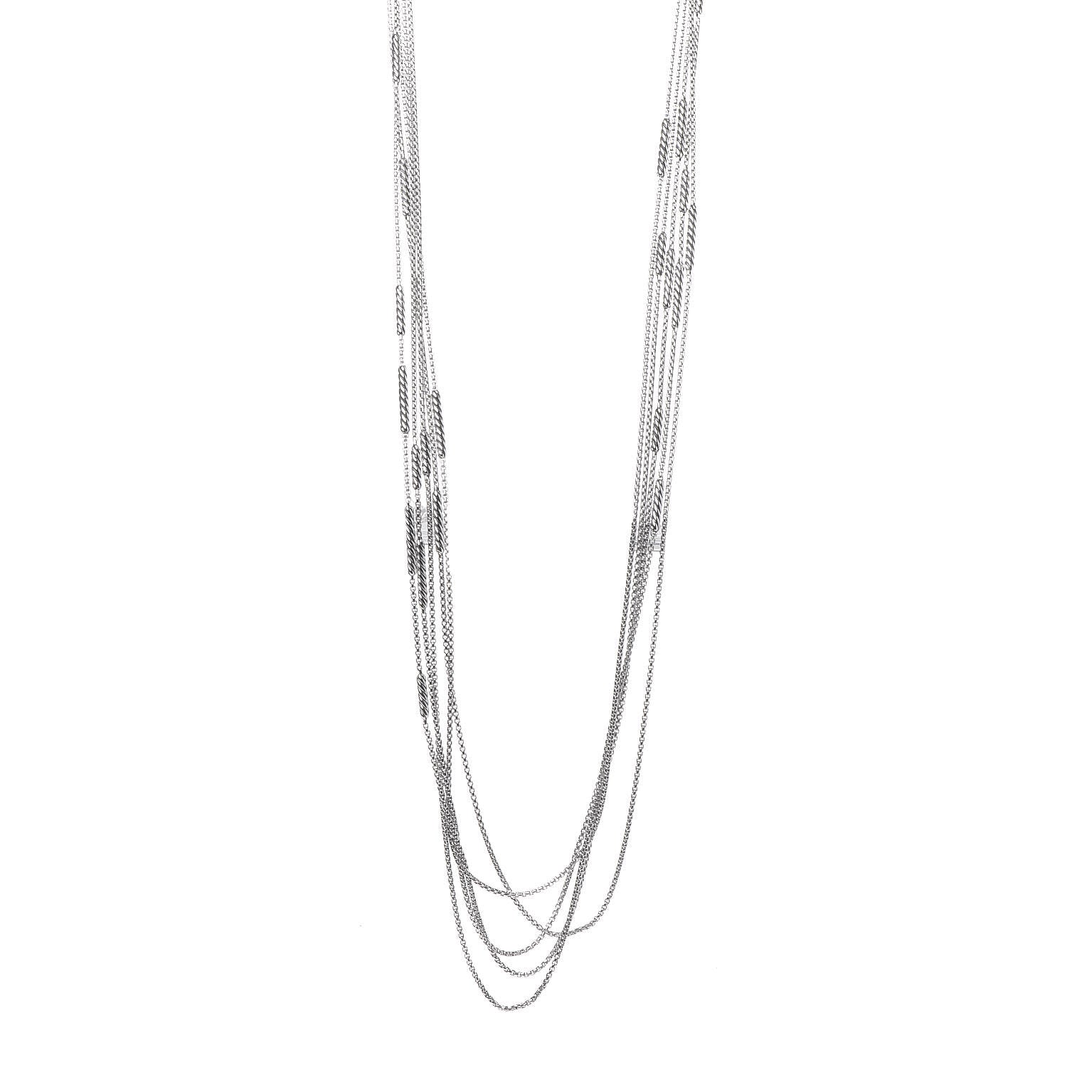 David Yurman Sterling Silver Willow Five-Row Chain Necklace 1 of 7