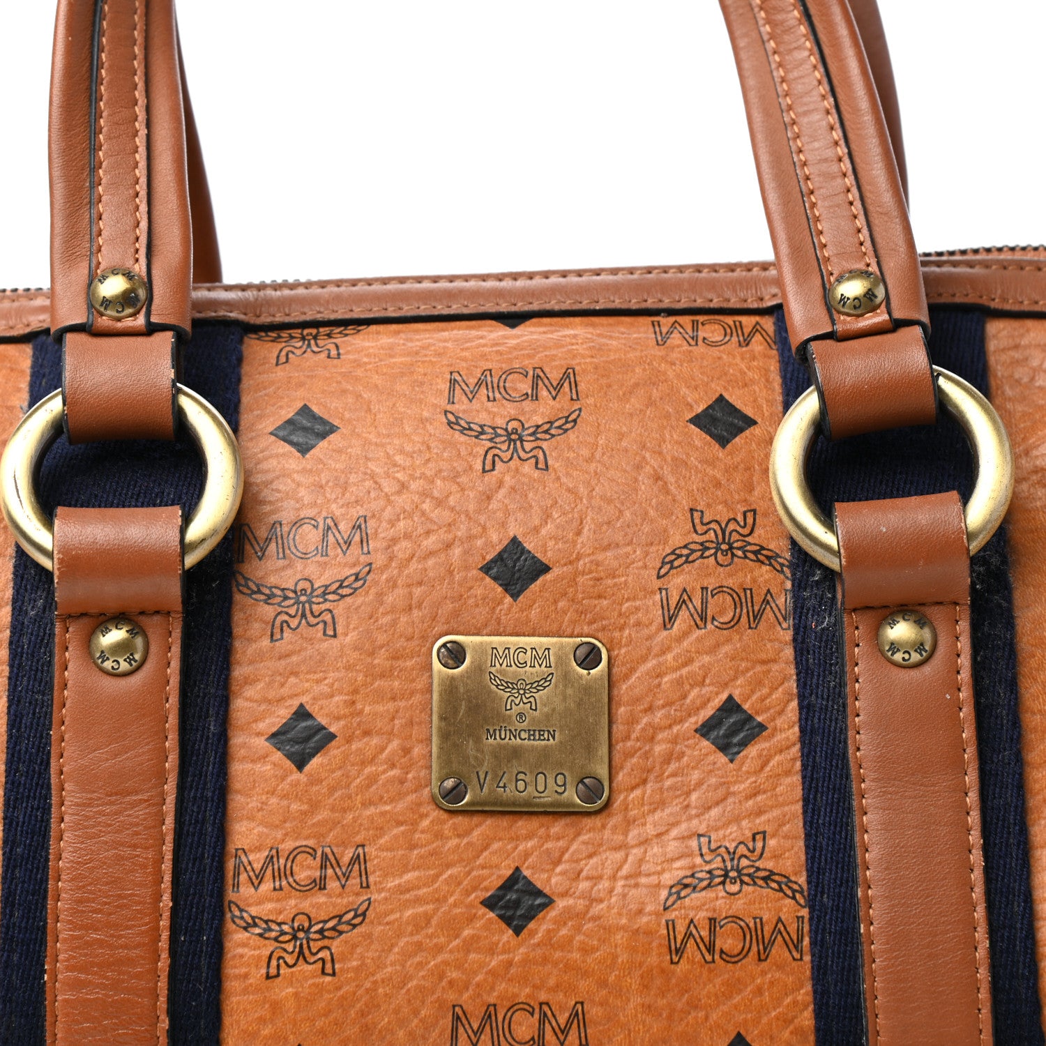 MCM Visetos Boston Bag Cognac 9 of 9