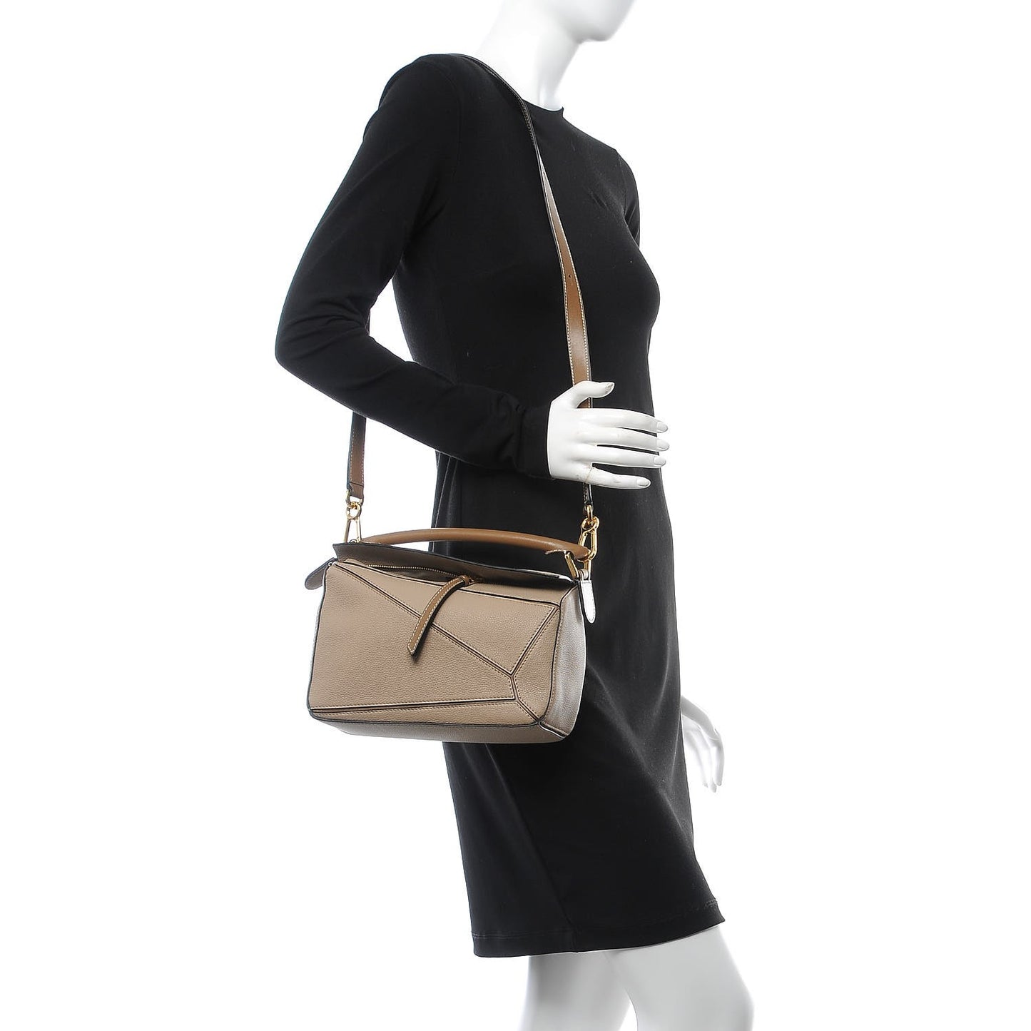 Grained Calfskin Small Puzzle Bag Sand Mink