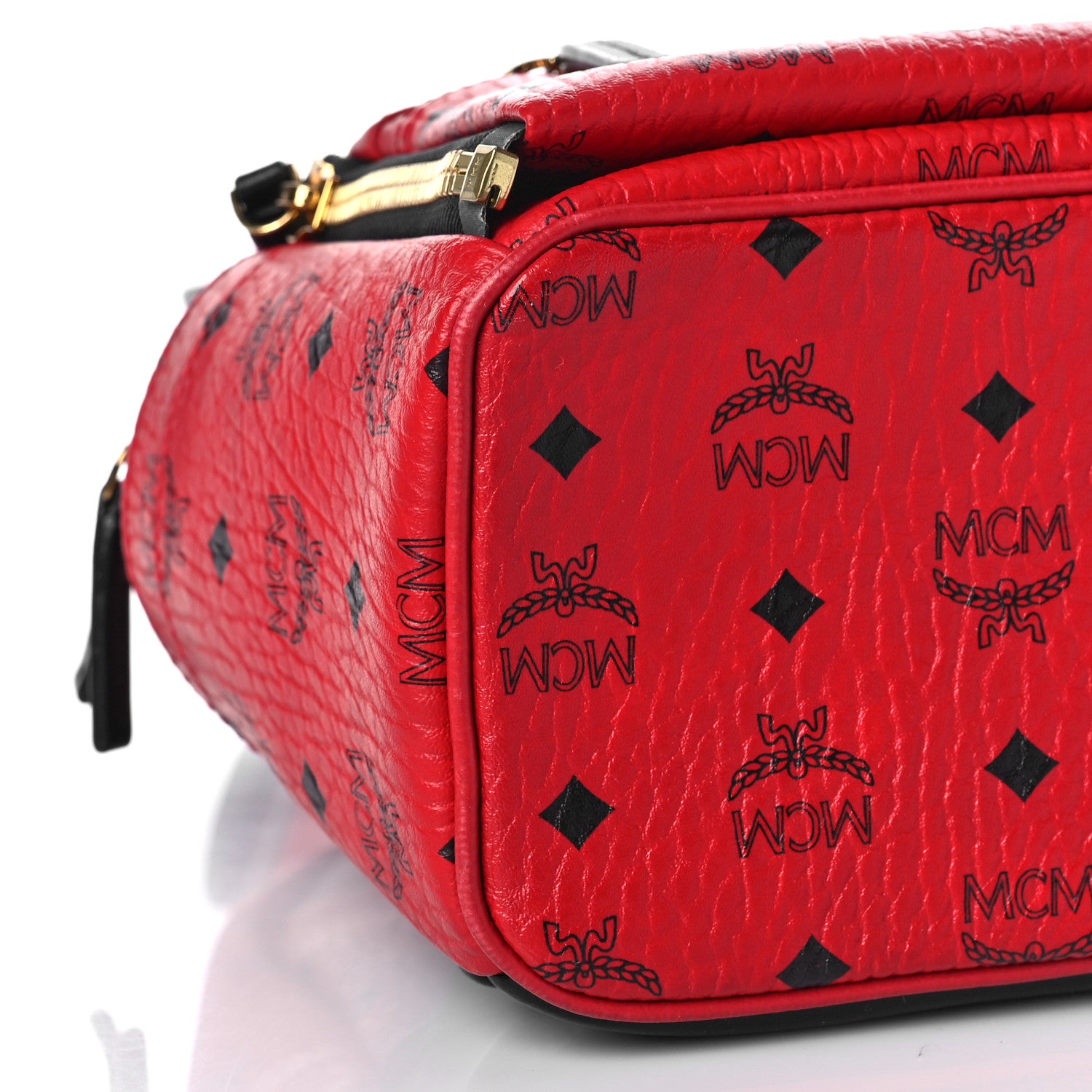MCM Visetos Studded Small Dual Stark Backpack Ruby Red 1189538