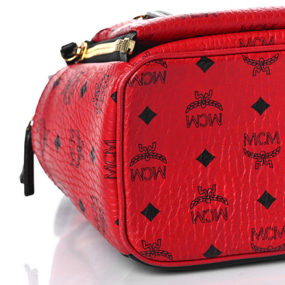 MCM Visetos Studded Small Dual Stark Backpack Ruby Red 7 of 9