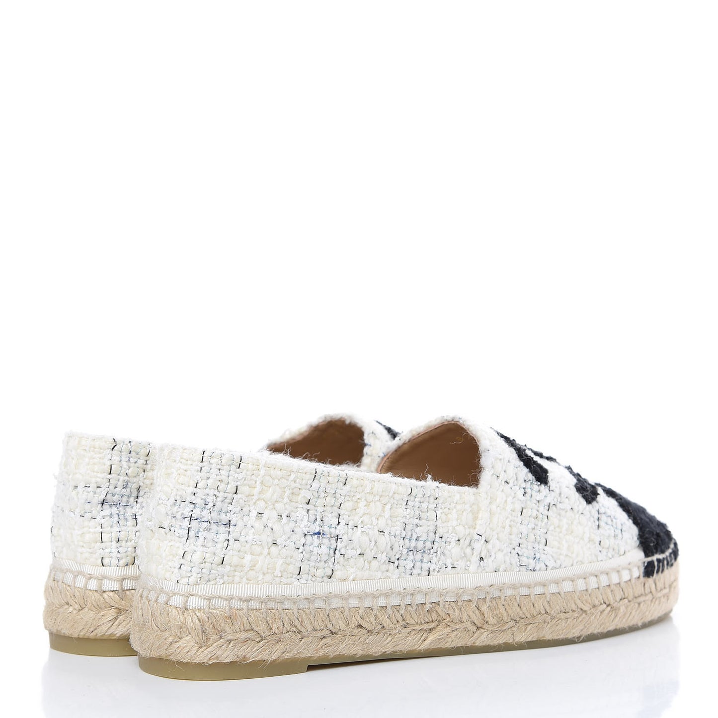 Tweed CC Espadrilles 39 Ecru White Blue Black