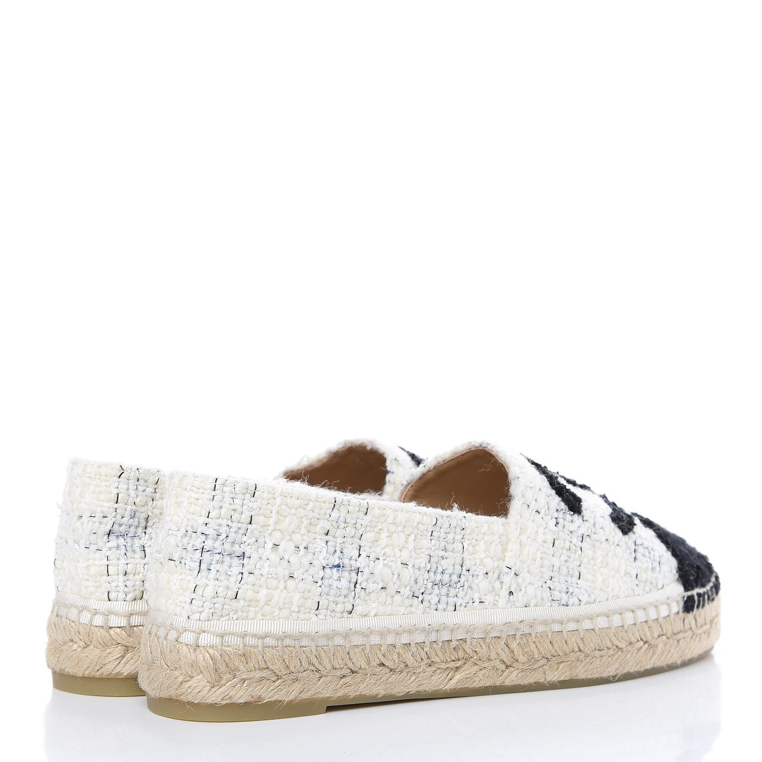 Chanel Tweed CC Espadrilles 39 Ecru White Blue Black 4 of 9