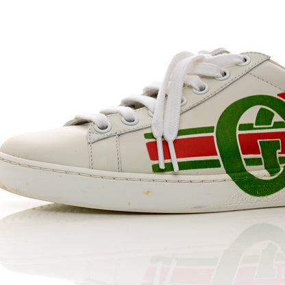 Gucci Calfskin Interlocking G Womens New Ace Sneakers 36 White Red Flame Green 10 of 15