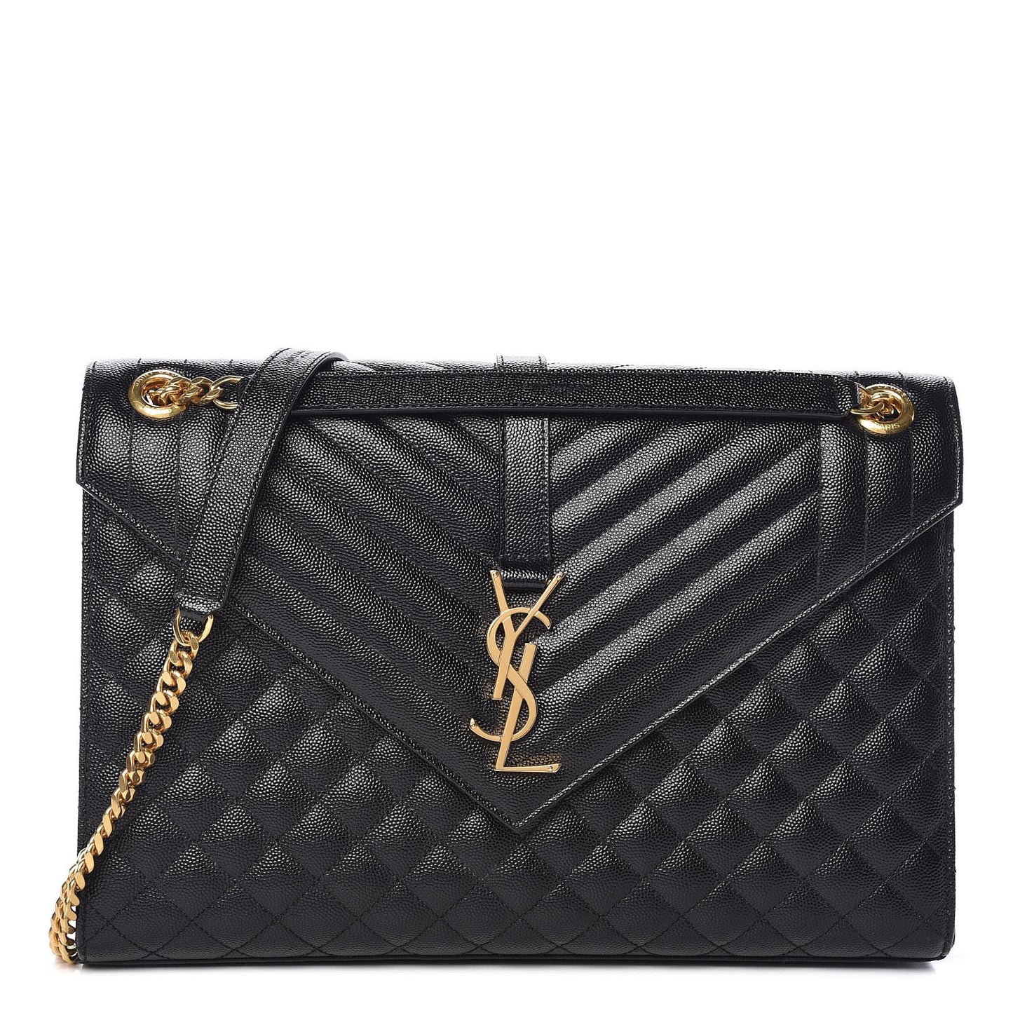 Grain De Poudre Textured Mixed Matelasse Large Triquilt Monogram Satchel Black
