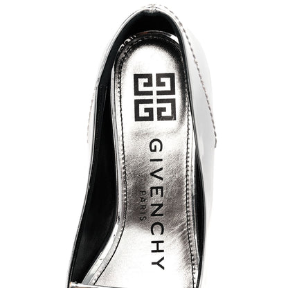 Givenchy Patent Calfskin Metallic Double G Mystic Loafers 36 Silver 7 of 9