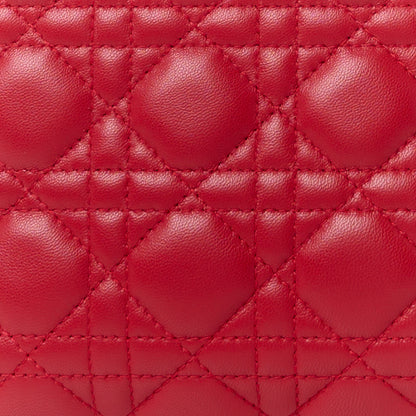 Christian Dior CHRISTIAN DIOR Lambskin Cannage Medium Lady Dior Red 10 of 13