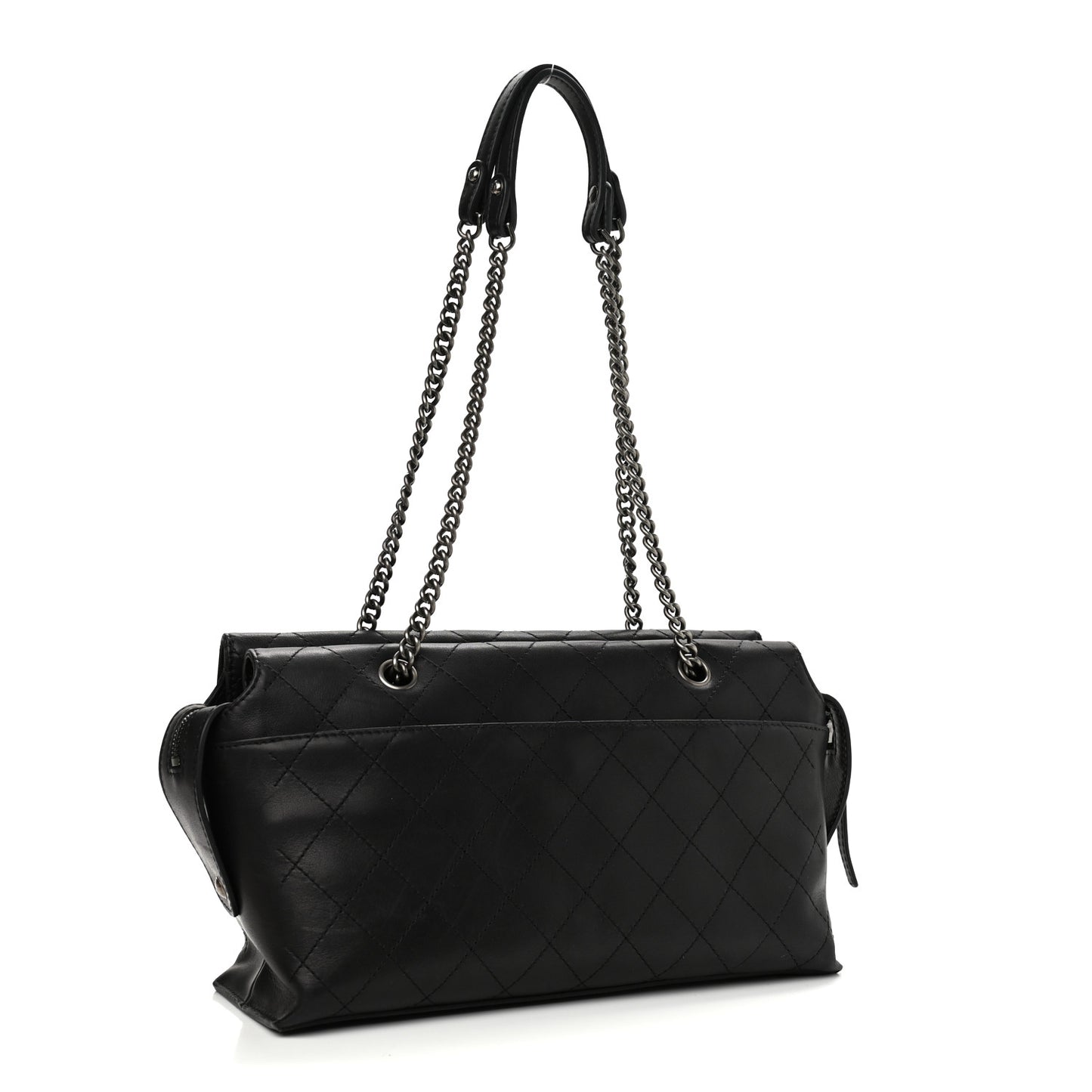 Calfskin Stitched Paris In Rome Shoulder Bag Black