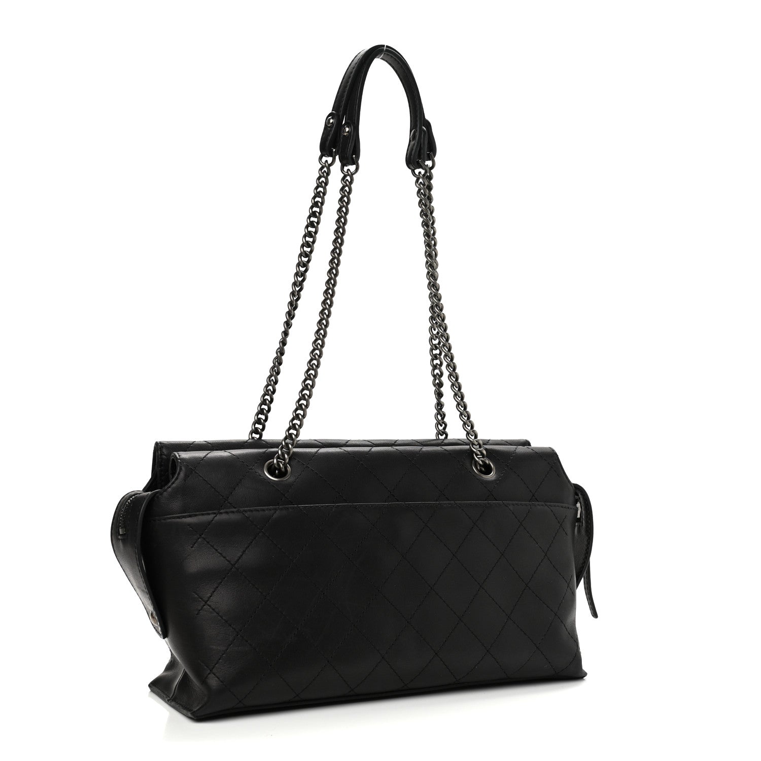 Chanel Calfskin Stitched Paris In Rome Shoulder Bag Black 3 of 10