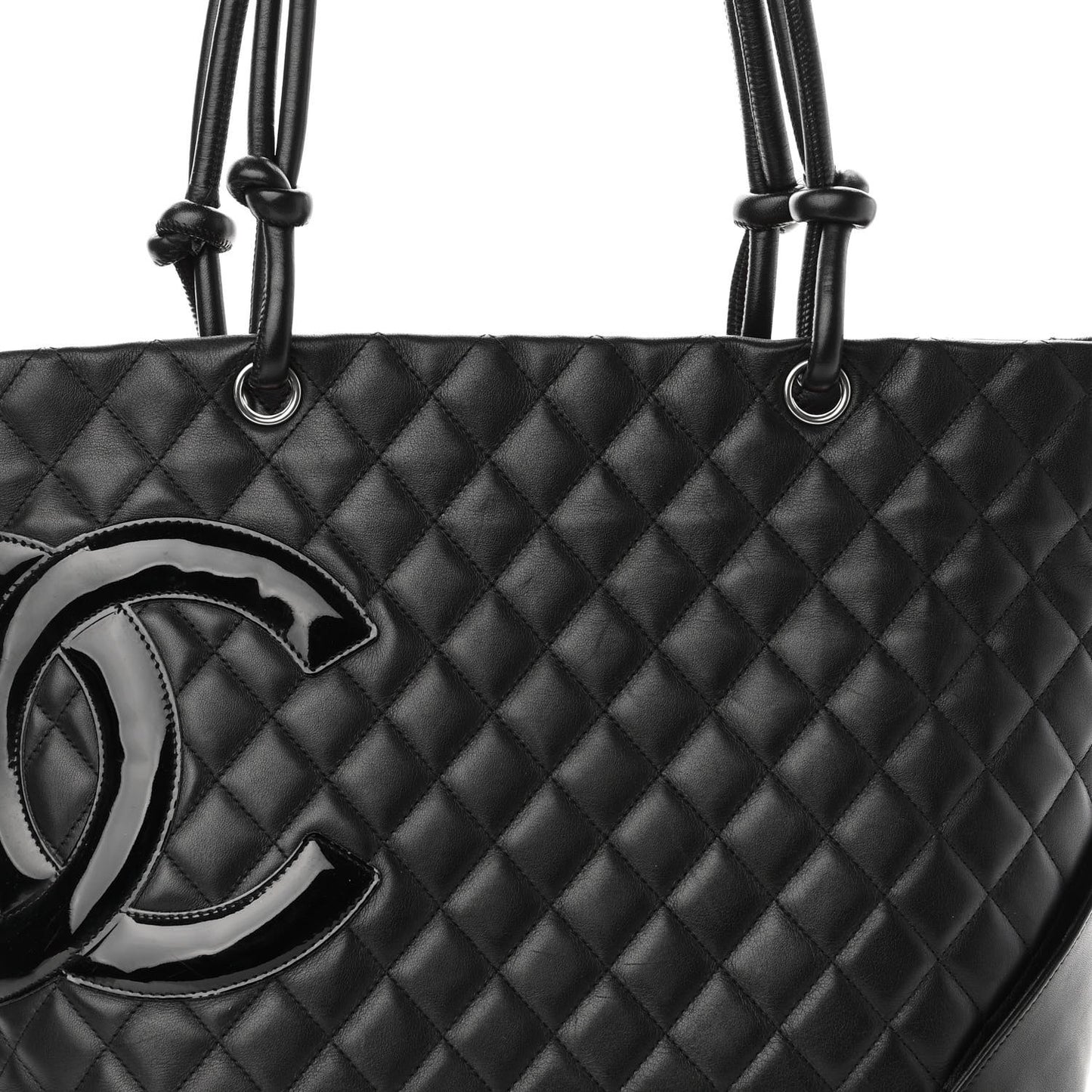 Calfskin Quilted Large Cambon Tote Black