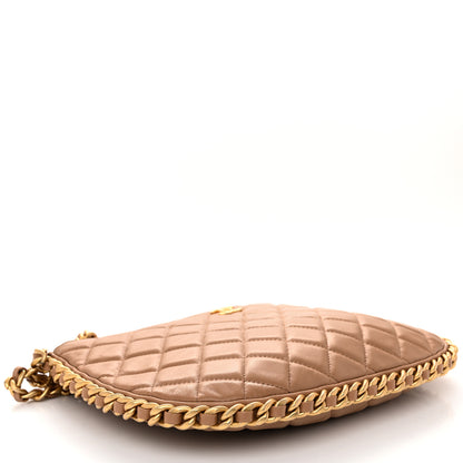 Chanel Shiny Crumpled Lambskin Quilted Large Trendy Chain Around Hobo Dark Beige 4 of 11
