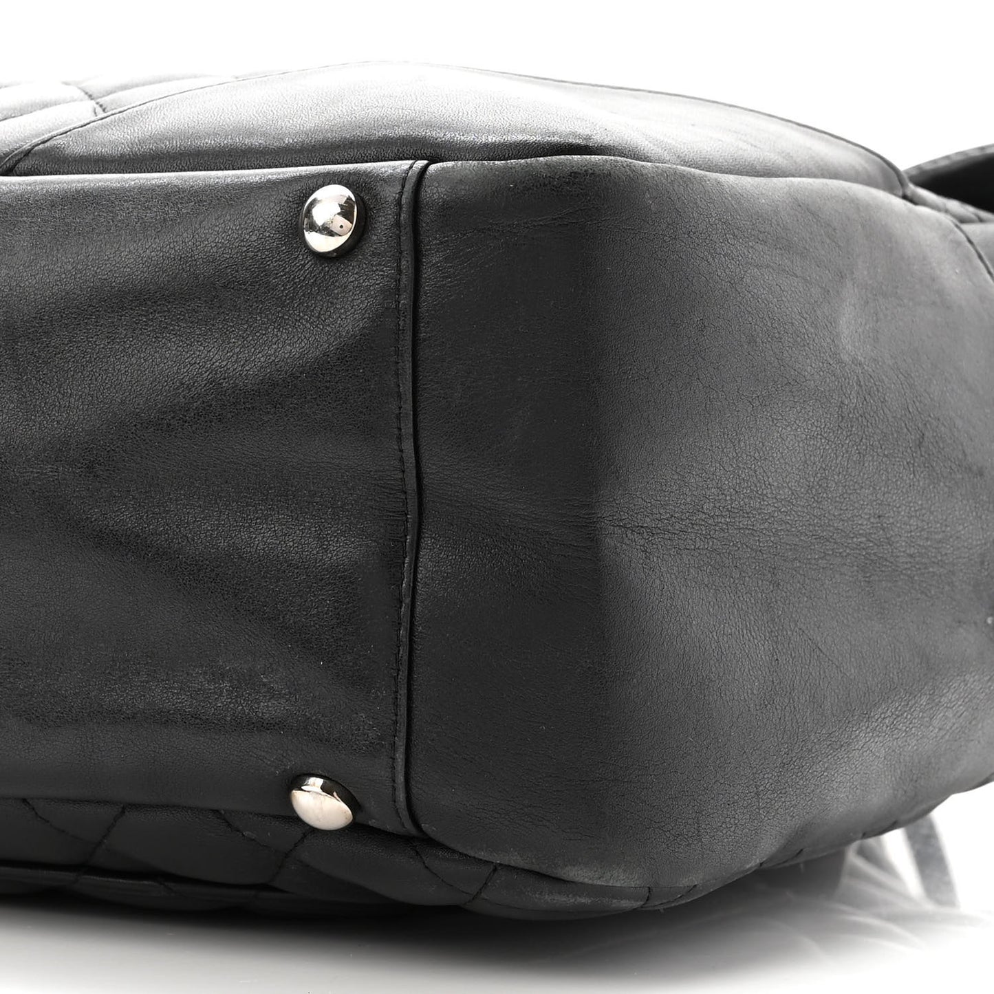 Calfskin Quilted Large Cambon Flap Black