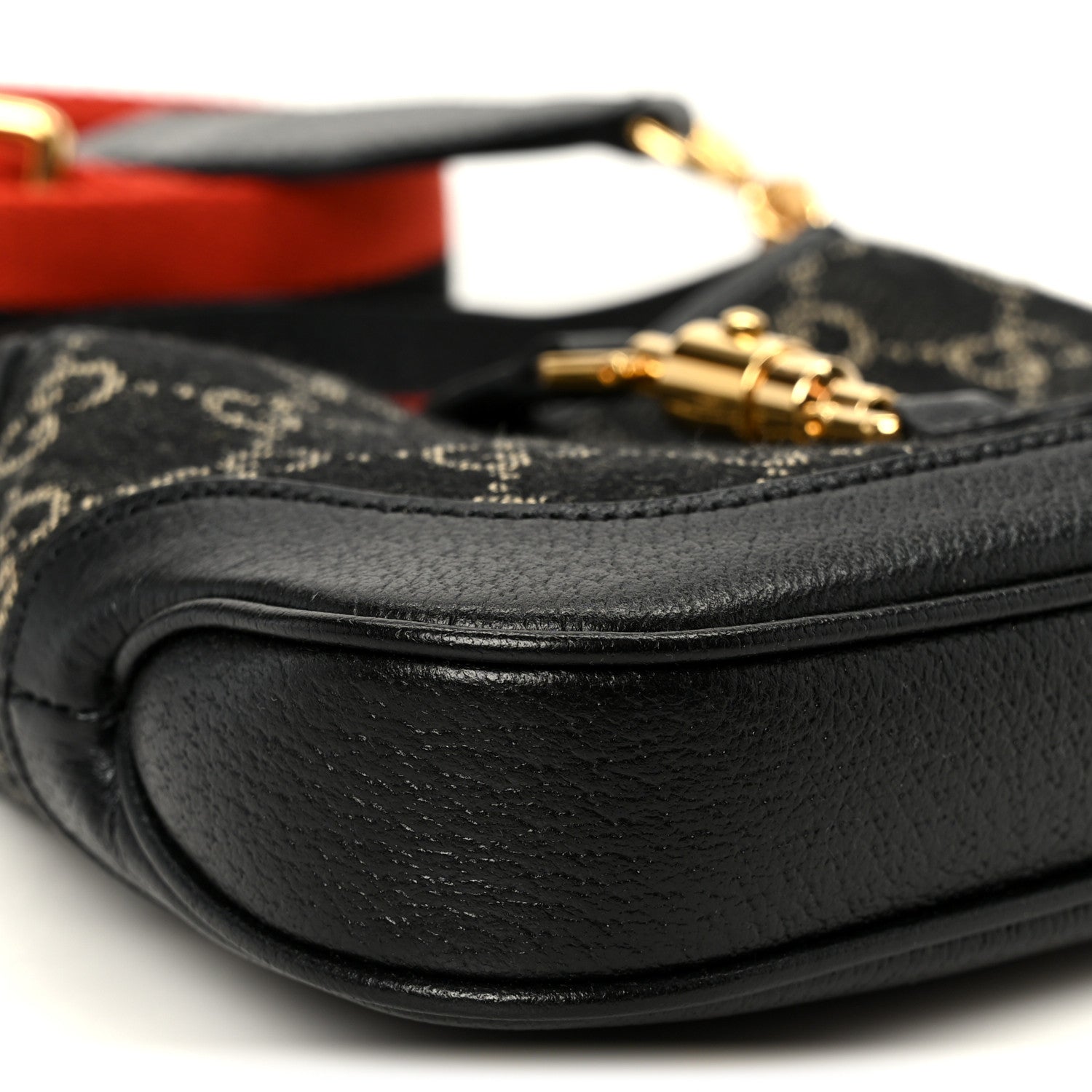 Gucci Jacquard Denim GG Monogram Small Jackie 1961 Hobo Black Ivory 10 of 11