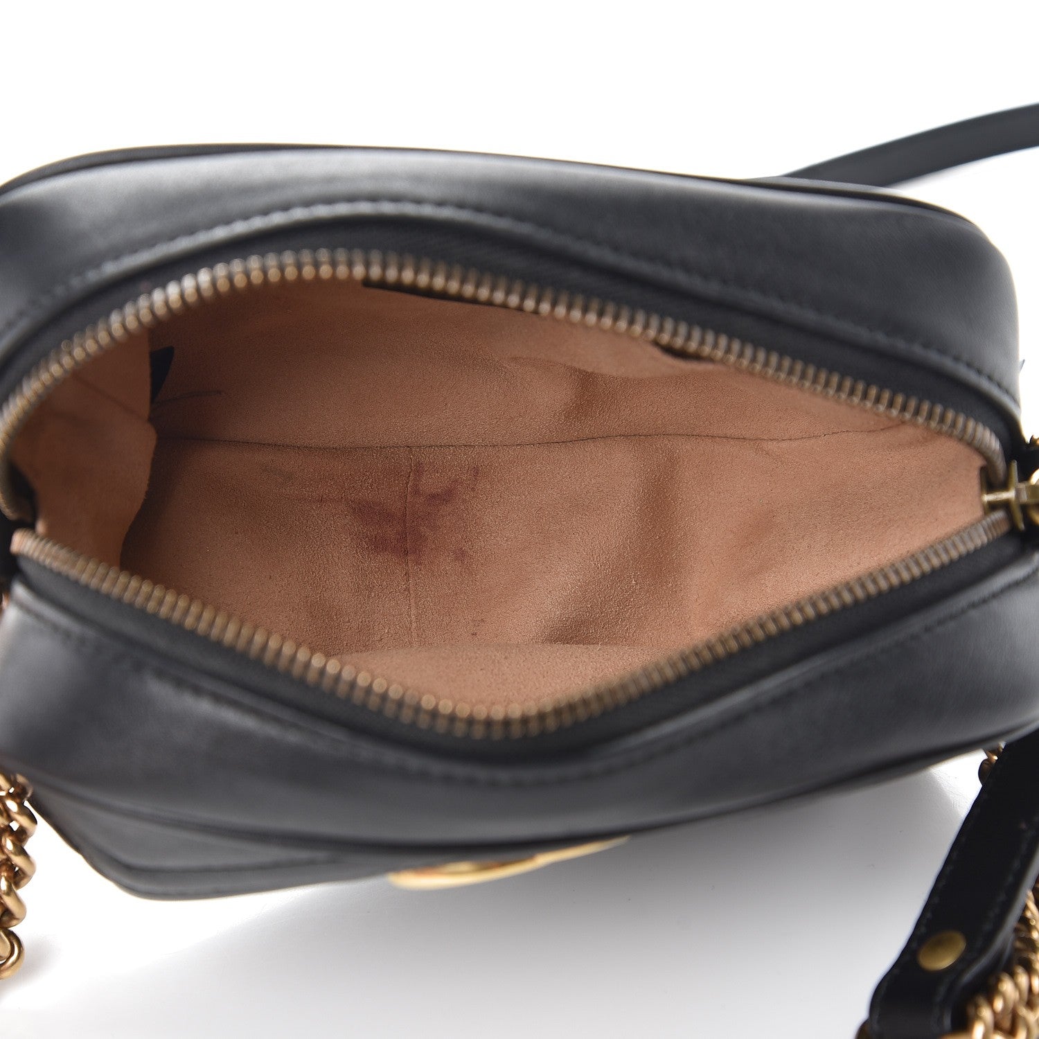 Gucci Calfskin Matelasse Mini GG Marmont Chain Shoulder Bag Black 5 of 9