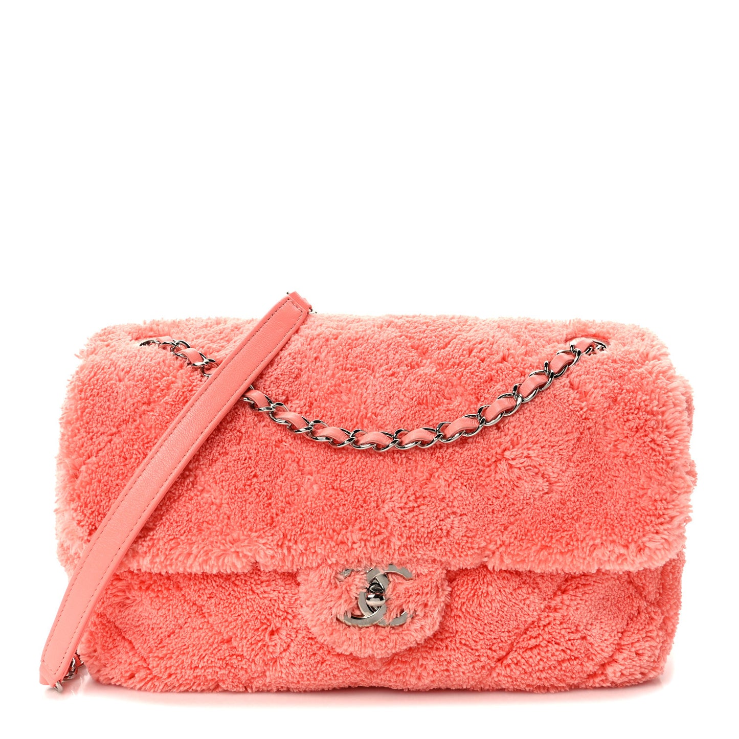 Lambskin Calfskin Mixed Fibers Quilted Medium Flap Orange