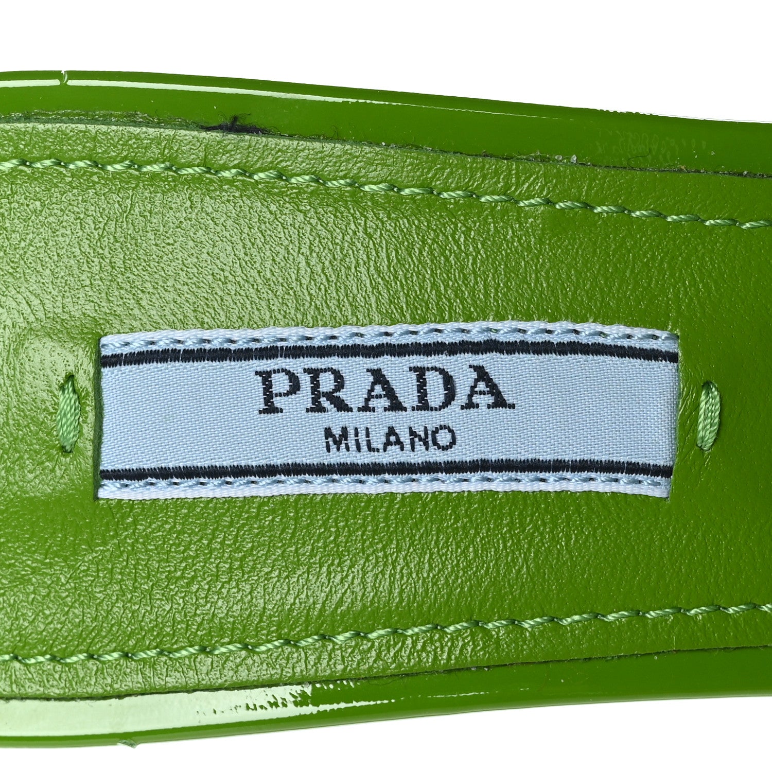Prada Plexiglass Vernice Metal Triangle Logo 65mm Slide Sandals 38 Mela 6 of 7