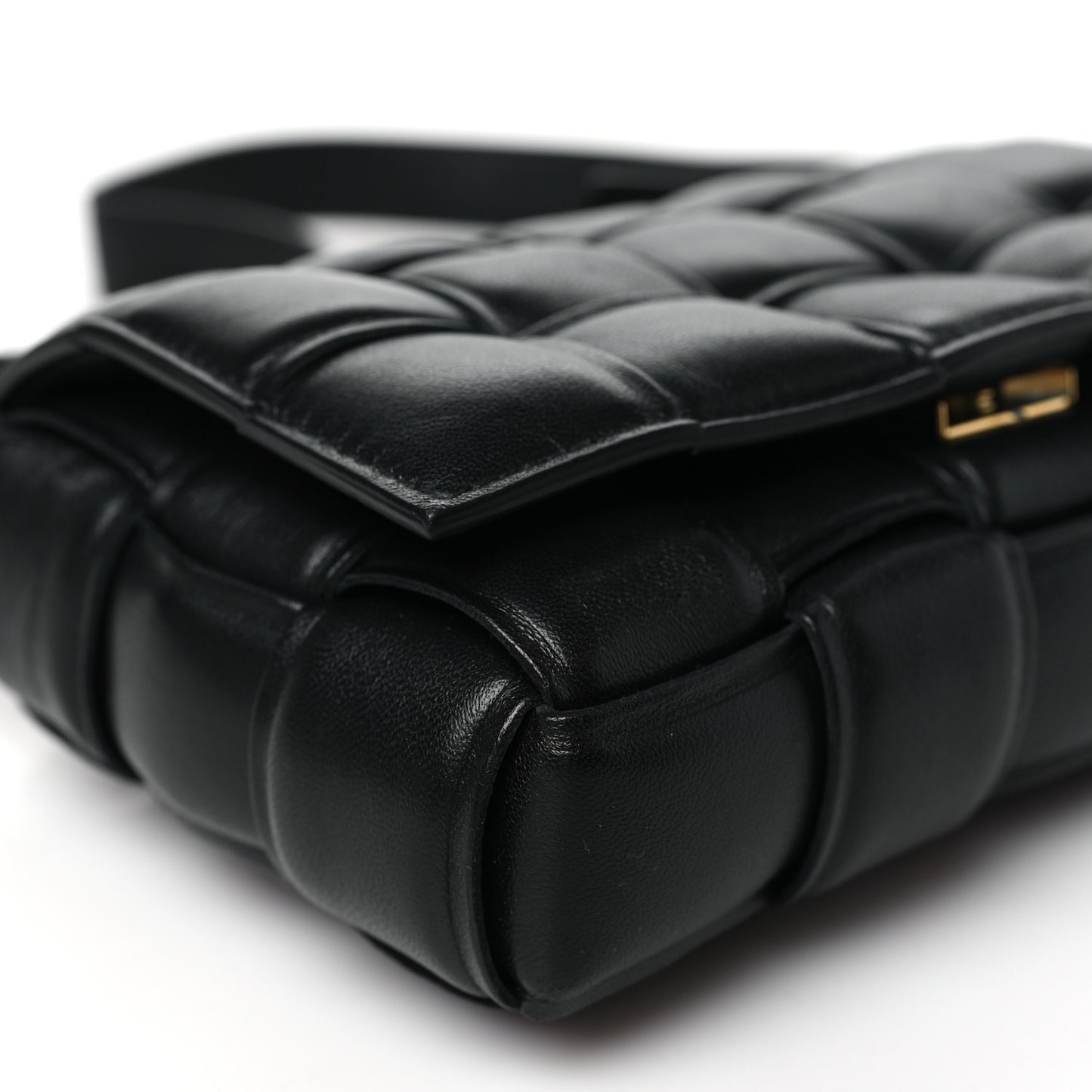 Nappa Maxi Intreccio Small Padded Cassette Crossbody Bag Black