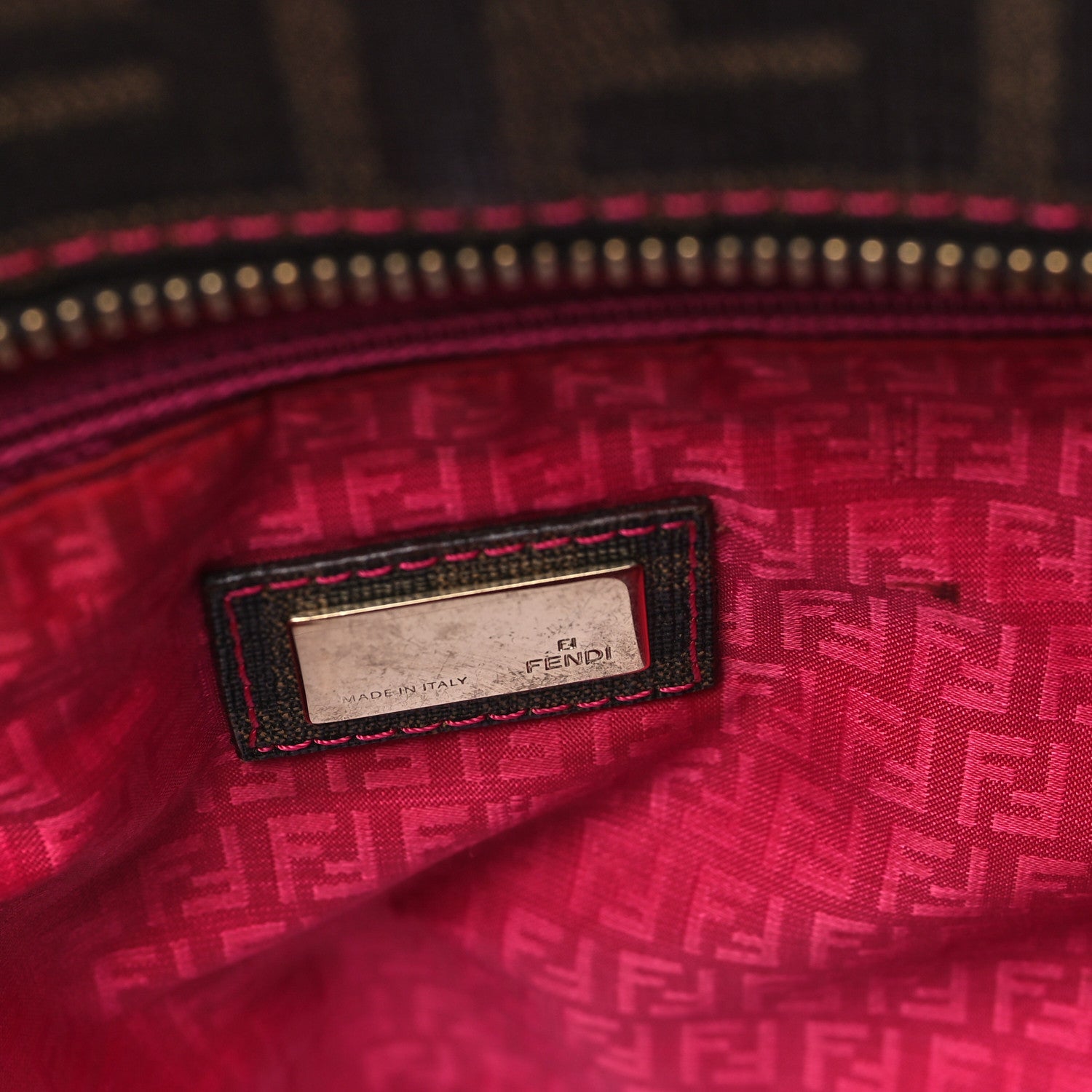 Fendi Zucca Spalmati Large Roll Tote Tobacco Fuxia 6 of 12