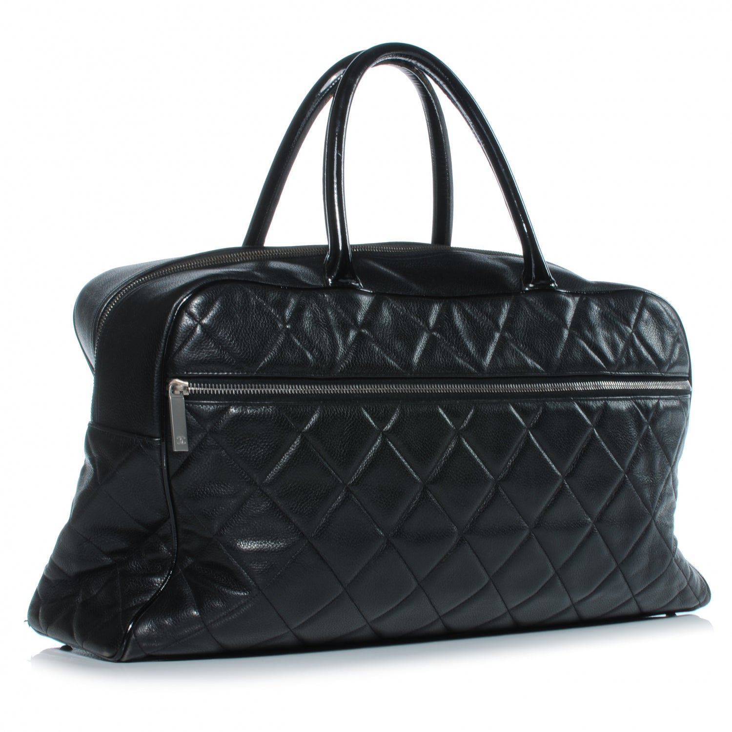 Chanel Caviar and Patent Leather Quilted XL Bowler Black 3 of 7