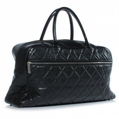 Chanel Caviar and Patent Leather Quilted XL Bowler Black 3 of 7