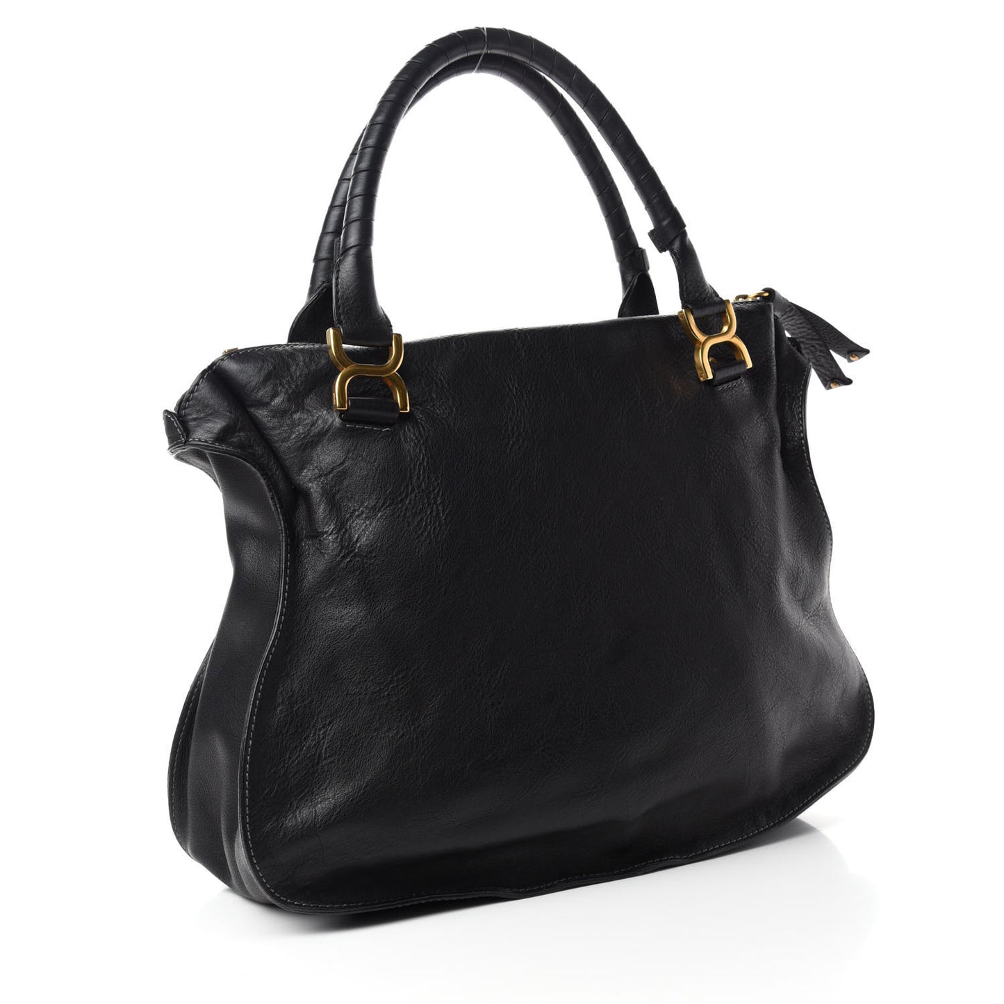 Calfskin Large Marcie Satchel Black