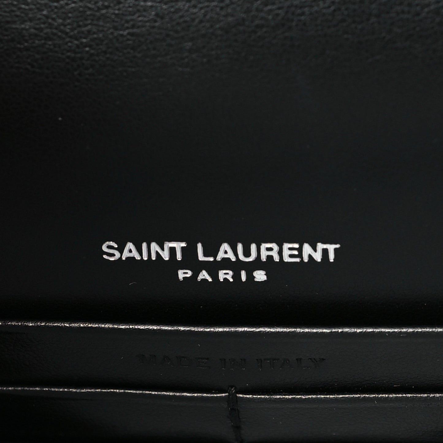 Coated Bark Calfskin Sunset Chain Wallet Black