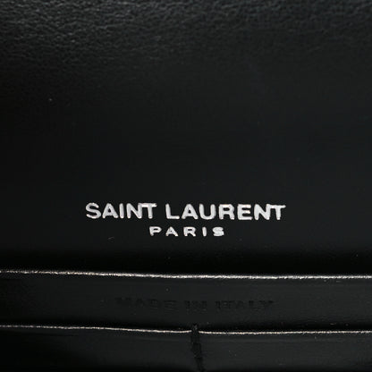 Saint Laurent Coated Bark Calfskin Sunset Chain Wallet Black 6 of 9