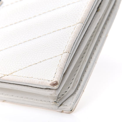 Saint Laurent Grain De Poudre Matelasse Chevron Monogram Card Case White 8 of 11