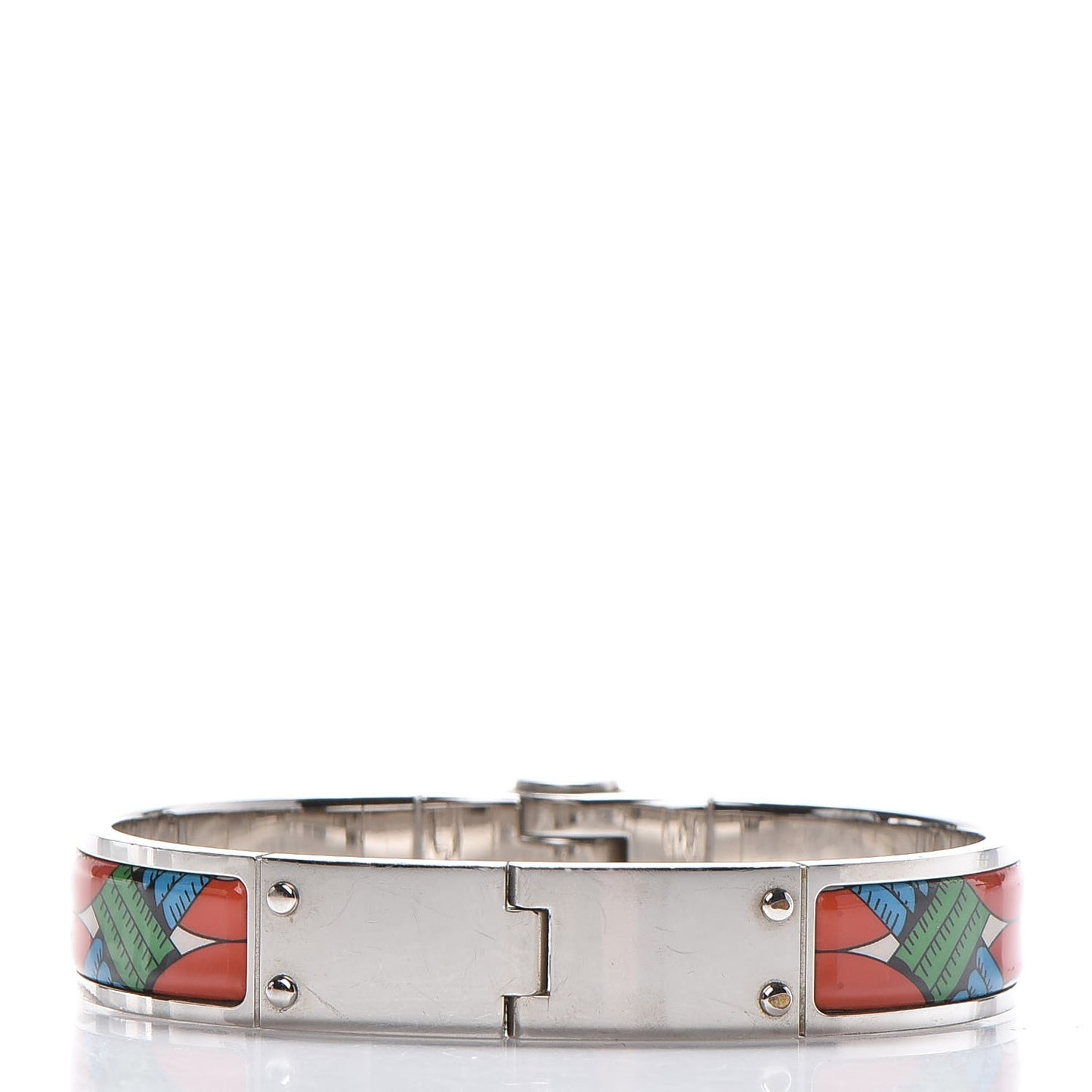 Enamel Printed Narrow Balades Equestres Folk Hinged Bracelet M
